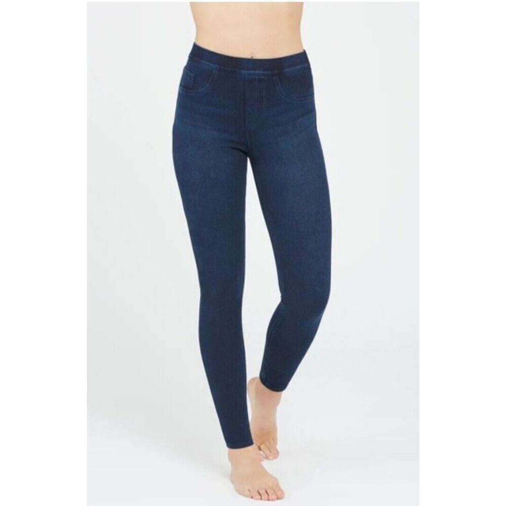 Spanx Leggings Womens Med blue Pull On Jean-ish Ankle Shaping Stretch Jeggings
